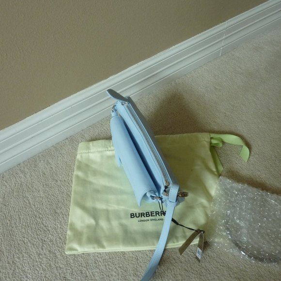 BURBERRY Mini Double 'Olympia' Logo Leather Bag in Pale Blue (NEW) - Picture 7 of 12